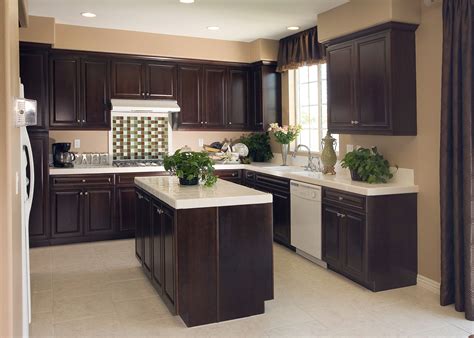 kitchen with dark wood cabinet